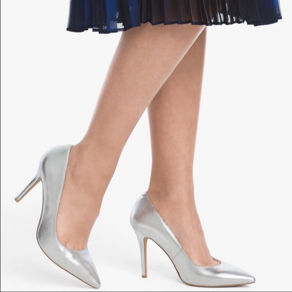 White House Black Market Silver Olivia Pumps